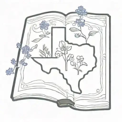 Texas Shaped Book With Bluebonnets Coming Out Of The Pages