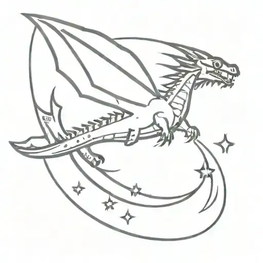 Dragon On Rocket In Space Fighting With Aliens