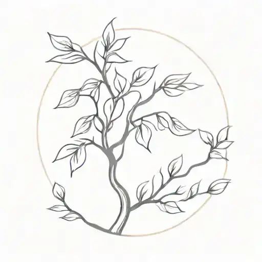 Dimand Shape Outline Tattoo Peach Tree Inside