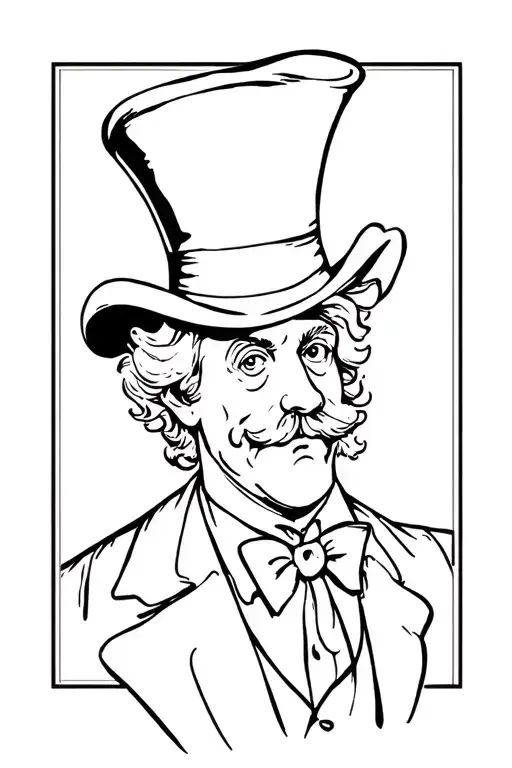 Tattoo Of Dark Version Of Original Cartoon Version Of The Mad Hatter