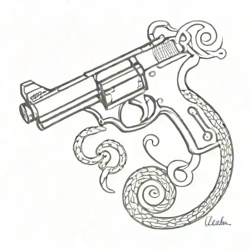 A Gun With Rap Lyrics Spiraling Around It Like A Snake