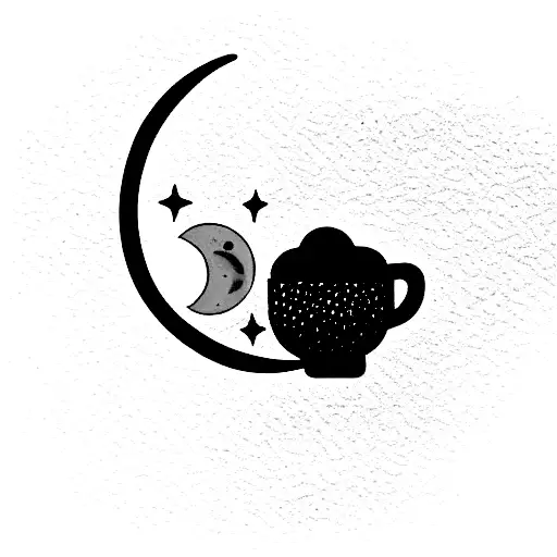Moon With A Hot Tea Cup And Honey On The Spoon