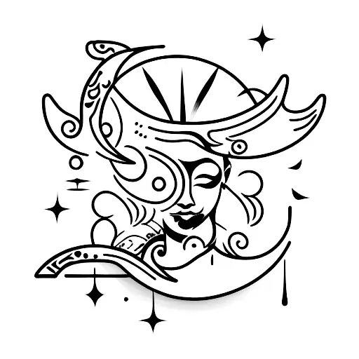 Crescent Moon With Sunset