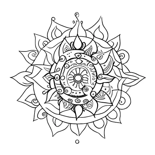 Middle Of The Chest Sun And Lotus