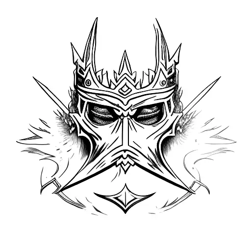 Witch King Mask With Eowyns Sword Through It