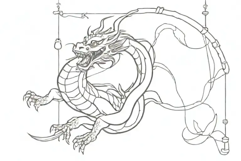 Japanese Dragon On The Trapeze