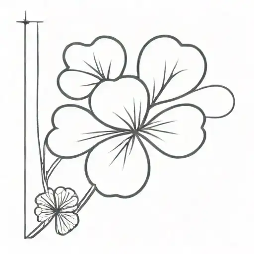 A 5 Leaf Clover In Thin Line