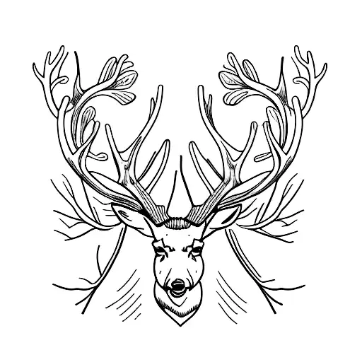 Deer Antlers Drawn With One Line For Each Antler