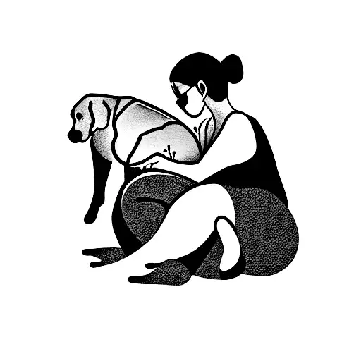 Mom Sitting With Dog On Her Side And Head On Her Shoulder With Ohana Tortoise Inside Her Belly