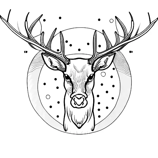 Dear Antlers Drawn With One Line For Each Antler