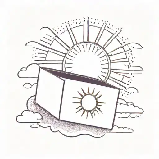 A Purple Rectangle Tissue Box With A Sun At Dawn Behind It