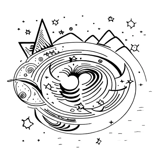 A Celestial Scene With A Moon And Stars Forming The Shape Of A Coffee Cup