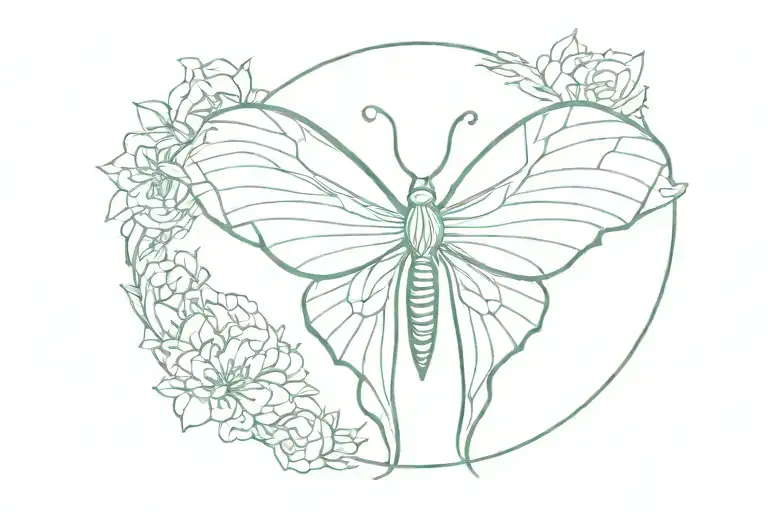 Luna Moth Tattoo Design Combining Elements