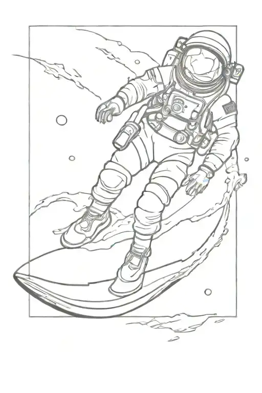 Underwater Ocean With Astronaut Laying On Surfboard Looking Up At Space