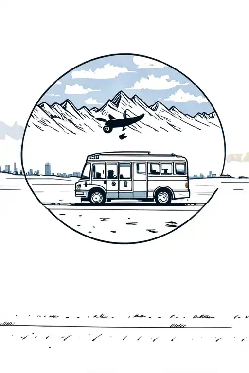 Bald Egal Landing On A Buss In The City With Mountains In The Back Ground