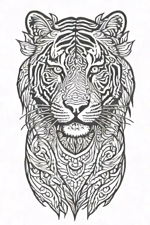 Tiger Full Body Little Lines