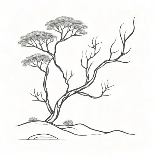 Desert And Acacia Tree