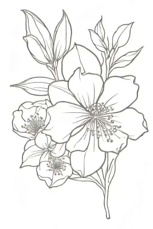 January X August Birth Flower Minimalist Tattoo Design