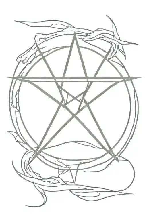 A Tattoo Of A Symbol Consists Of Pentagram Star With Five Points Made Of Swords