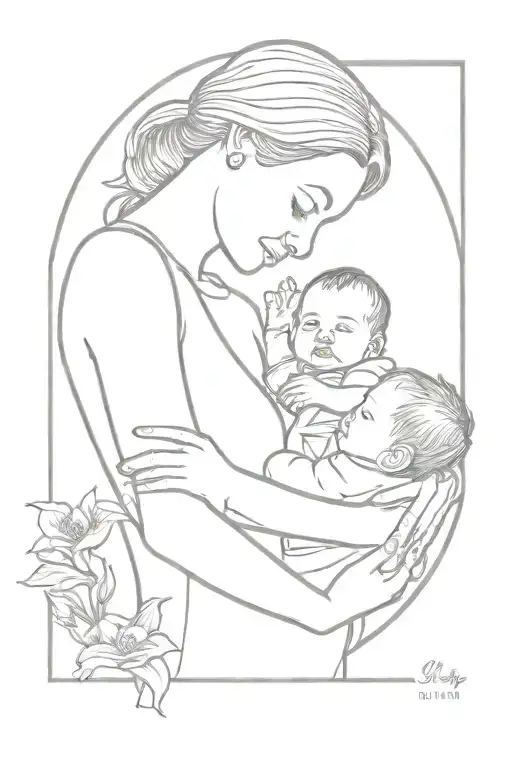 Mother Holding Infant With Name Lilly