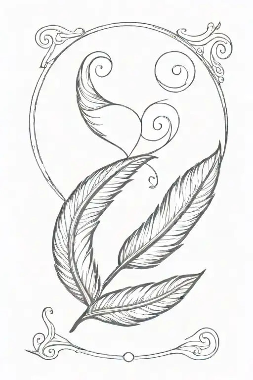 Feather Quill Scrolling A Heart Outline