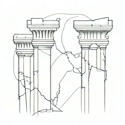 Two Broken Pillars Slightly Crumbling