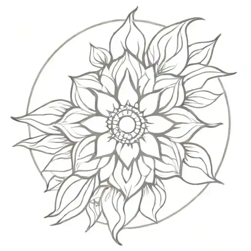 Mandala Design Incorporating Elements Such As Sunflower