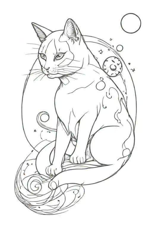 Anime Cat With Moon Phases
