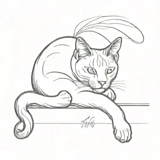 Cat Laying On Its Side