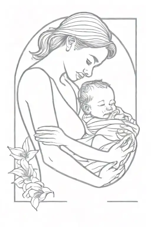 Mother Holding Infant With Name Lilly