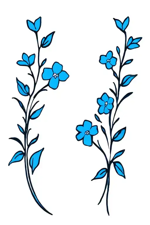Scrolling Vine Tattoo With Blue Forget Me Nots