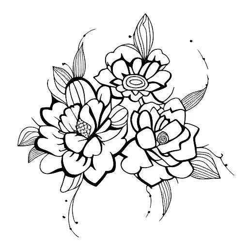 A Minimalist Flower Silhouette With Abstract Shapes