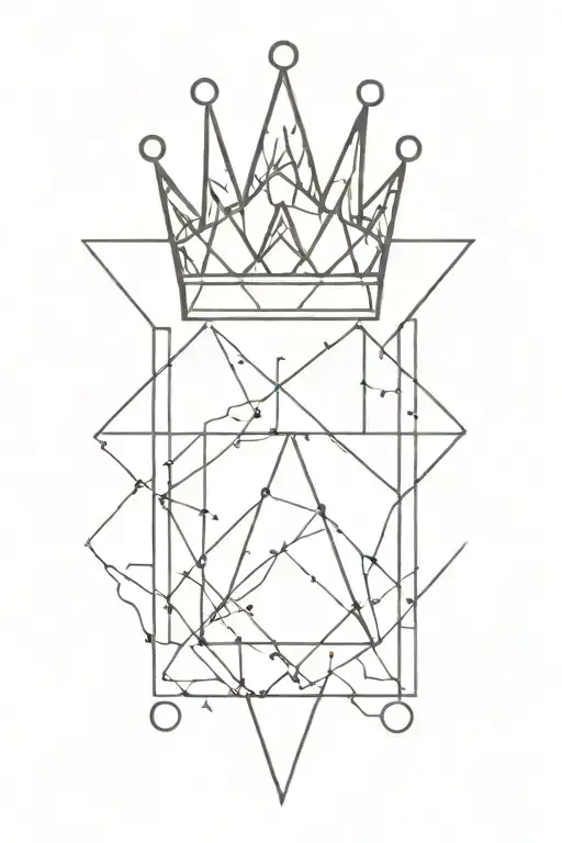 A Minimalist Tattoo Featuring A Combination Of Geometric Shapes And Crown Elements