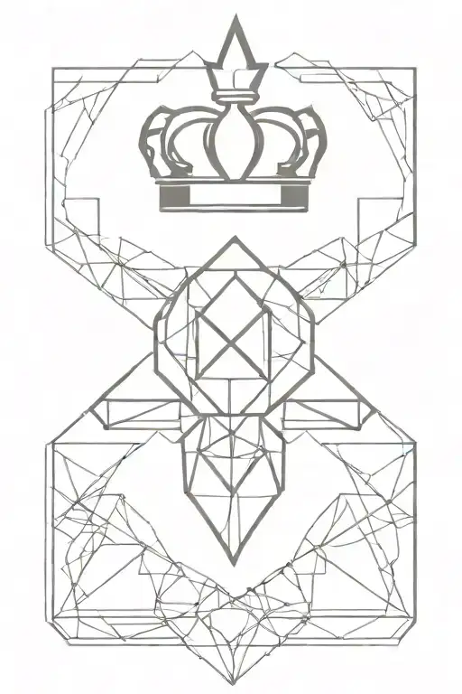 A Minimalist Tattoo Featuring A Combination Of Geometric Shapes And Crown Elements