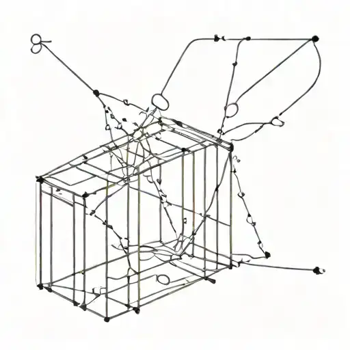 Minimal Linear Tattoo Of A Broken Cage Tattoo Design