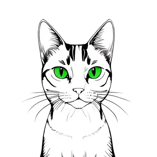 Black And White Cat And Green Eyes