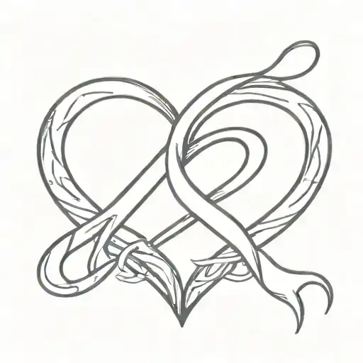 Heart Shaped With Cancer Ribbon