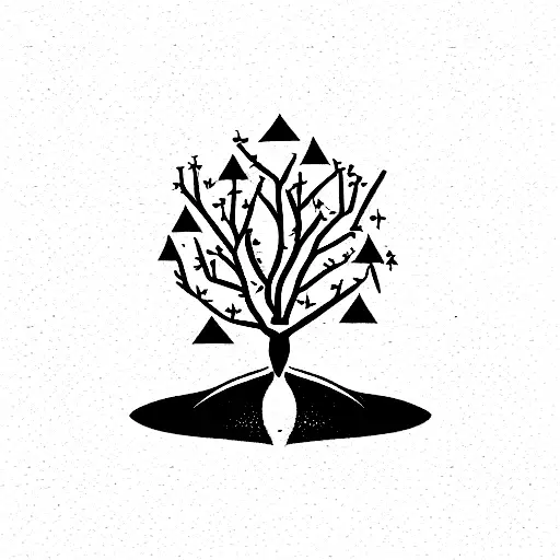 Dogwood Tree With Sagittarius And Aries Signs Growing From An Acorn