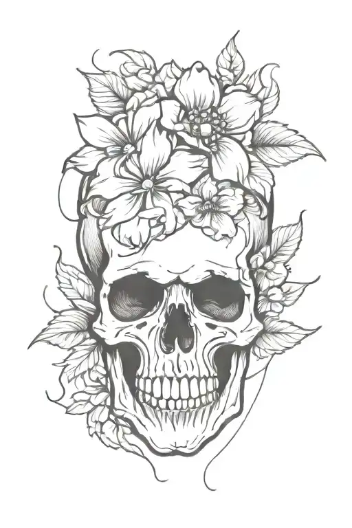 Smokey Skull With Flower