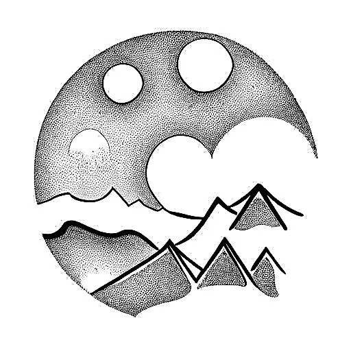 Mountains With A Moon In The Back