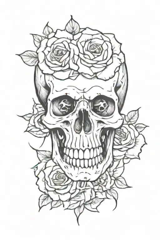 Smokey Skull With Roses