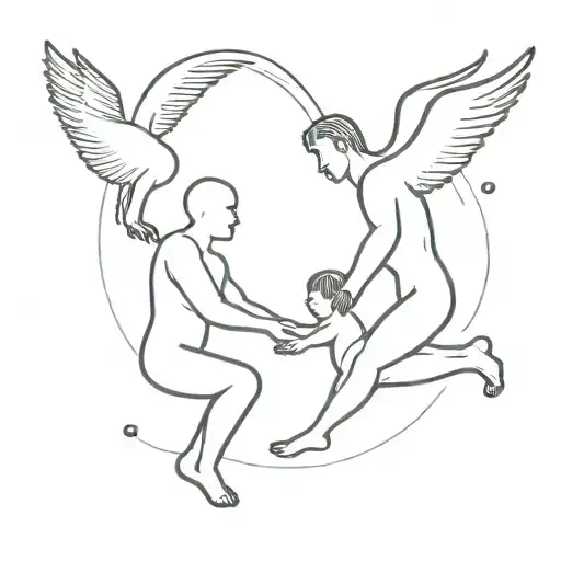 Man And Woman Letting A Baby Flying