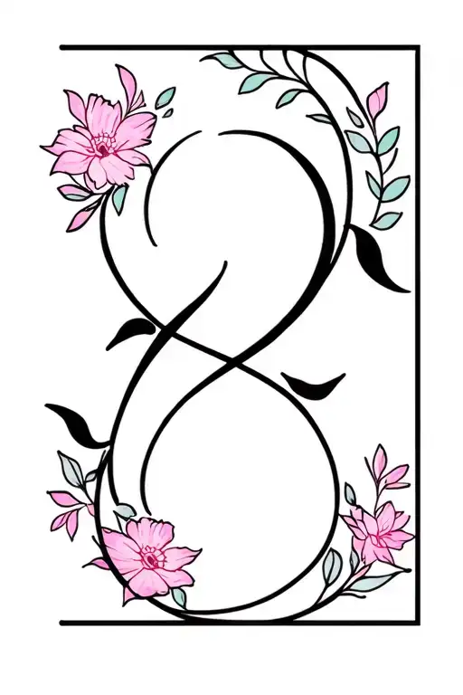 Floral With Symbols Of Strength And Love