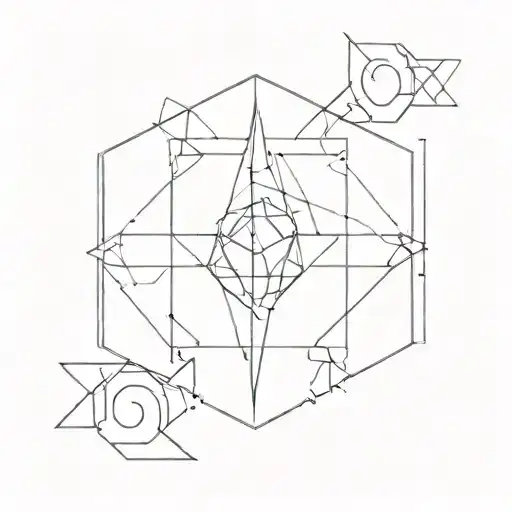 A Minimalist Geometric Design Incorporating Elements Of Computer Technology And The Word 'Yamas'