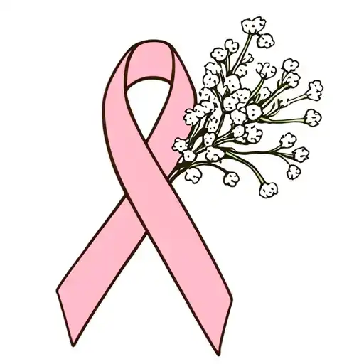 Cancer Ribbon With Baby's Breath Flowers