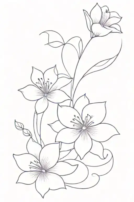 Fine Line Violet Flower And Feminine Body Imagery