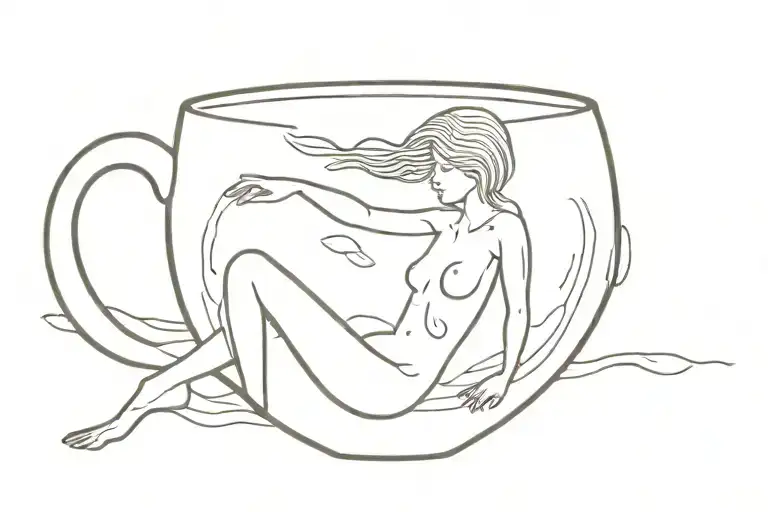 Skinny Dipping Woman In Coffee Mug