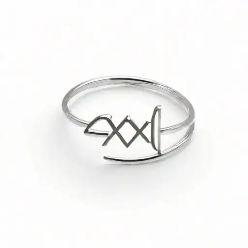 Minimalist Tattoo Ring On Finger With Moon And Name Axl