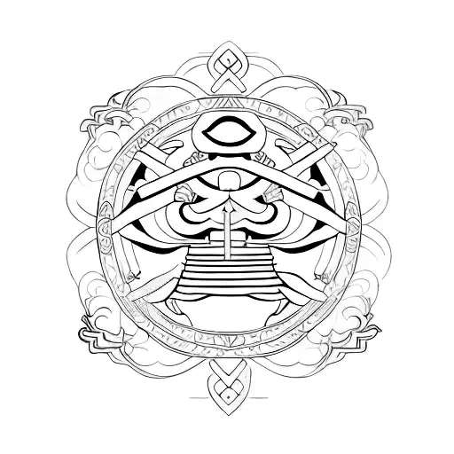 Samurai With Om Symbol