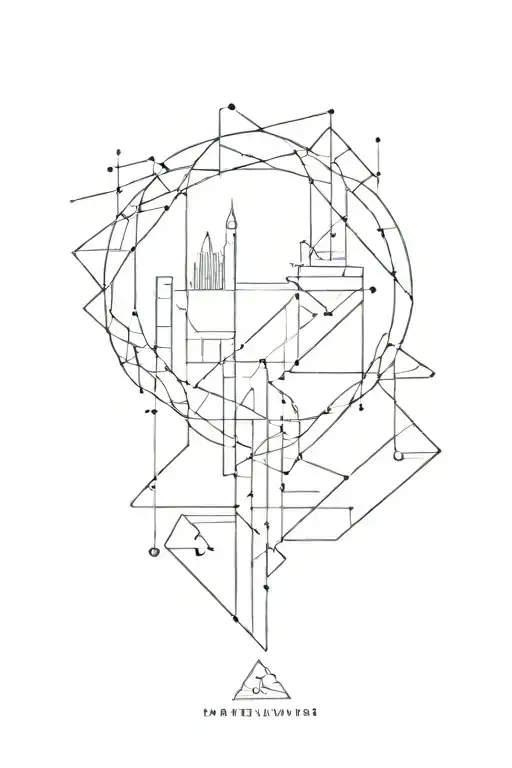 Abstract Geometric Design Incorporating Marathon Symbols And London Elements